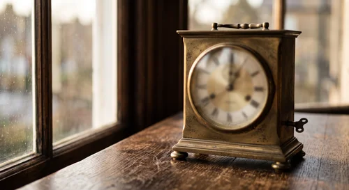 Antique clock beside a window, symbolizing limited time